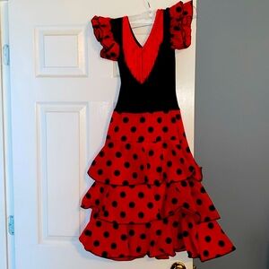 New! Size 10 girls red and black polka dot dress